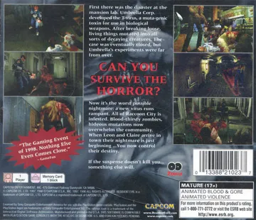 Resident Evil 2 (US) box cover back